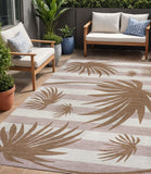 5' X 8' Pink And Cream Floral Indoor Outdoor Area Rug