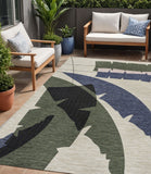 5' X 8' Navy Blue And Cream Abstract Indoor Outdoor Area Rug