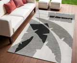 4' X 6' Gray And Cream Abstract Indoor Outdoor Area Rug