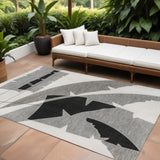 8' X 10' Gray And Cream Abstract Indoor Outdoor Area Rug