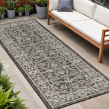 8' Black And Gray Medallion Indoor Outdoor Runner Rug