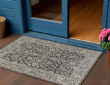 3' X 5' Black And Gray Medallion Indoor Outdoor Area Rug