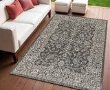 4' X 6' Black And Gray Medallion Indoor Outdoor Area Rug