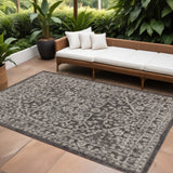 8' X 10' Black And Gray Medallion Indoor Outdoor Area Rug
