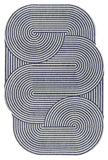 4' X 6' Cream And Navy Blue Abstract Indoor Outdoor Area Rug