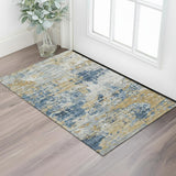 3' X 5' Taupe Gold And Gray Striped Washable Area Rug With UV Protection