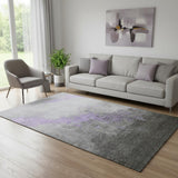 5' X 8' Lavender And Gray Abstract Washable Area Rug With UV Protection