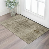 3' X 5' Beige And Brown Abstract Washable Area Rug With UV Protection