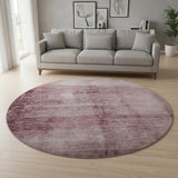 8' Blush And Pink Abstract Washable Round Rug With UV Protection