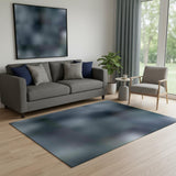 5' X 8' Denim Blue And Sky Blue Abstract Washable Area Rug With UV Protection