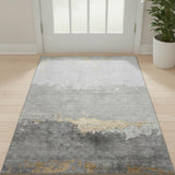 3' X 5' Gold And Gray Abstract Washable Area Rug With UV Protection