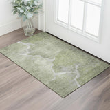 3' X 5' Green And Gray Abstract Washable Area Rug With UV Protection
