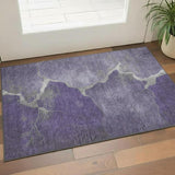 3' X 5' Purple And Beige Abstract Washable Area Rug With UV Protection