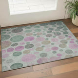 3' X 5' Sage And Blush Geometric Washable Area Rug With UV Protection