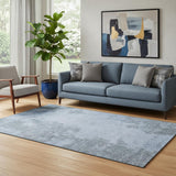 5' X 8' Blue And Gray Abstract Washable Area Rug With UV Protection