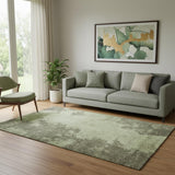5' X 8' Olive Green And Beige Abstract Washable Area Rug With UV Protection