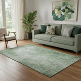 5' X 8' Green And Gray Abstract Washable Area Rug With UV Protection