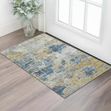3' X 5' Taupe And Beige Abstract Washable Area Rug With UV Protection