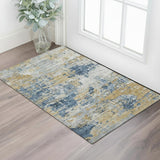 3' X 5' Rust And Copper Abstract Washable Area Rug With UV Protection