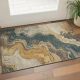 3' X 5' Linen Gray And Ivory Abstract Washable Area Rug With UV Protection