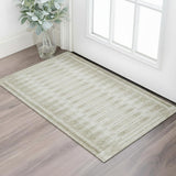 3' X 5' Khaki And Beige Geometric Washable Area Rug With UV Protection