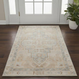 3' X 5' Copper And Gray Medallion Washable Area Rug With UV Protection