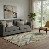 5' X 8' Brown And Gray Ikat Washable Area Rug With UV Protection
