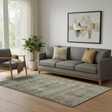 5' X 8' Pewter And Gold Floral Washable Area Rug With UV Protection