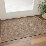 3' X 5' Copper And Beige Abstract Geometric Washable Area Rug With UV Protection