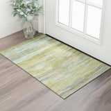 3' X 5' Sage Gray And Aqua Abstract Washable Area Rug With UV Protection