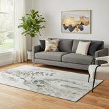 5' X 8' Taupe Gray And Silver Abstract Washable Area Rug With UV Protection