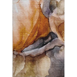 3' X 5' Rust Gray And Beige Abstract Washable Area Rug With UV Protection