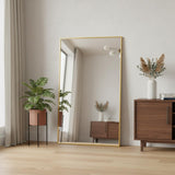 59" Gold Aluminum Leaning Framed Full Length Mirror