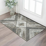 3' X 5' Brown Gray And Ivory Geometric Washable Area Rug With UV Protection