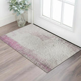 3' X 5' Pink Gray And Ivory Abstract Washable Area Rug With UV Protection