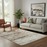 5' X 8' Terra Cotta Beige And Teal Abstract Washable Area Rug With UV Protection