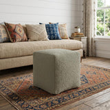 18" Sage Boucle Pouf Ottoman