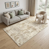 5' X 7' Ivory Gold And Brown Abstract Washable Washable Area Rug
