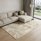 8' X 10' Ivory Gold And Brown Abstract Washable  Area Rug