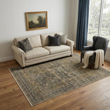 5' X 7' Brown And Tan Medallion Washable Area Rug