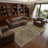 8' X 10' Brown And Tan Medallion Washable Area Rug