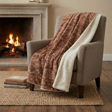 50" X 70" Burgundy And Brown Damask Polyester Woven Plush Throw Blanket