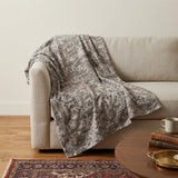 50" X 70" Brown And Beige Damask Polyester Woven Plush Throw Blanket