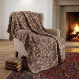 50" X 70" Chocolate And Beige Damask Polyester Woven Plush Throw Blanket