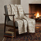 50" X 70" Beige And Ivory Damask Polyester Woven Plush Throw Blanket