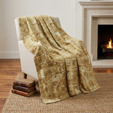 50" X 70" Beige And Tan Damask Polyester Woven Plush Throw Blanket