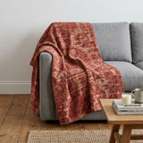 50" X 70" Red And Maroon Damask Polyester Woven Plush Throw Blanket