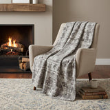 50" X 70" Gray And Charcoal Damask Polyester Woven Plush Throw Blanket