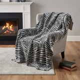 50" X 70" Black And Ivory Zebra Microfiber Plush Throw Blanket