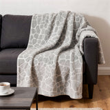 50" X 70" Gray And Ivory Giraffe Microfiber Plush Throw Blanket